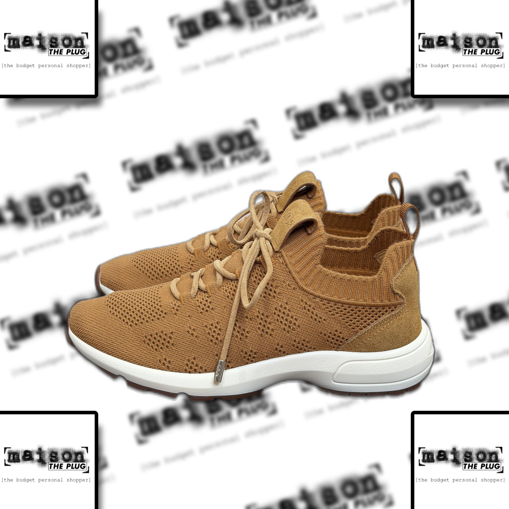 Brown Knit Low-Top Sneakers