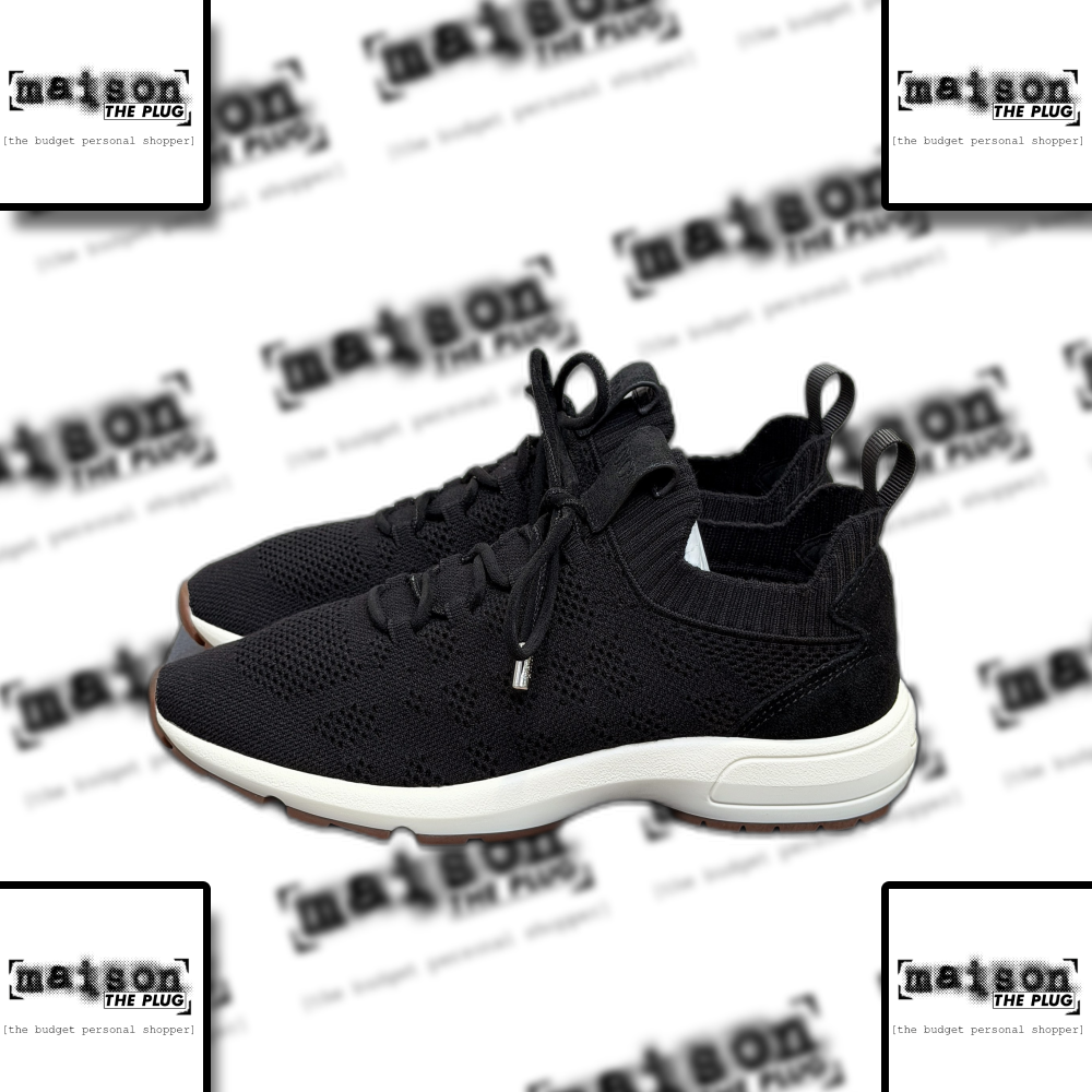 Black Knit Sneakers with White Sole