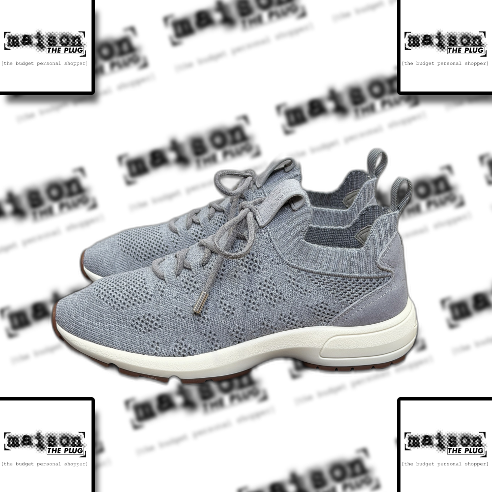 Grey Knit Mesh Sneakers with White Sole