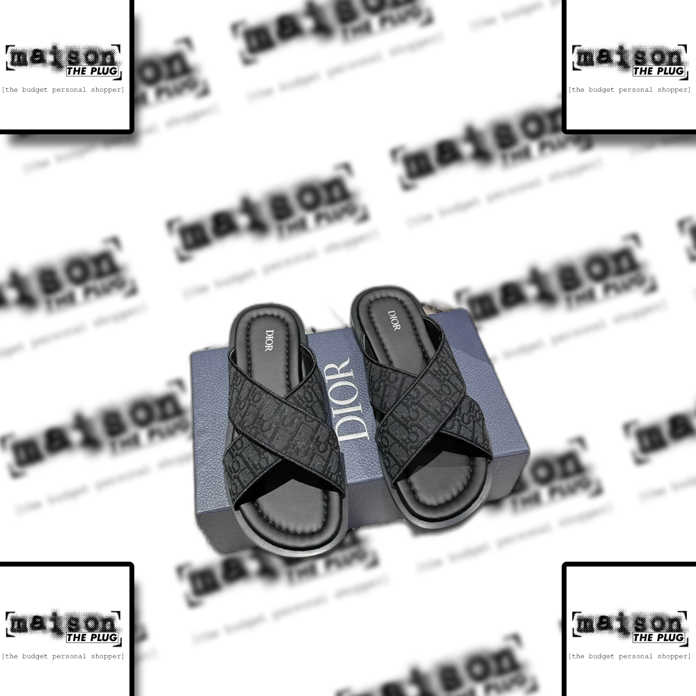 Dior Oblique Jacquard Slide Sandals Black