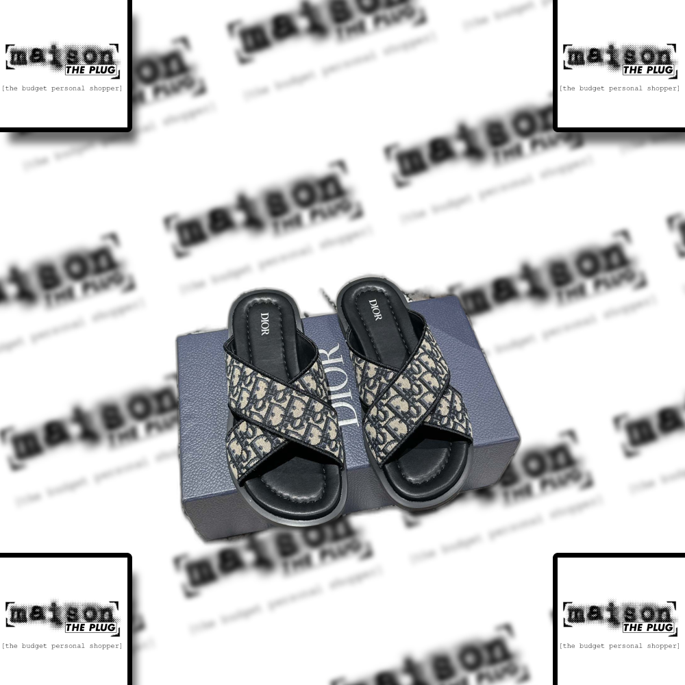 Dior Oblique Canvas Cross Strap Slides