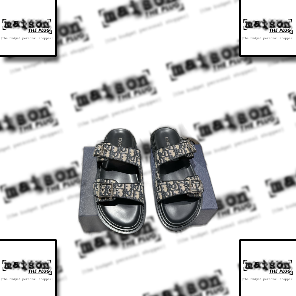 Dior Oblique Print Slides Black