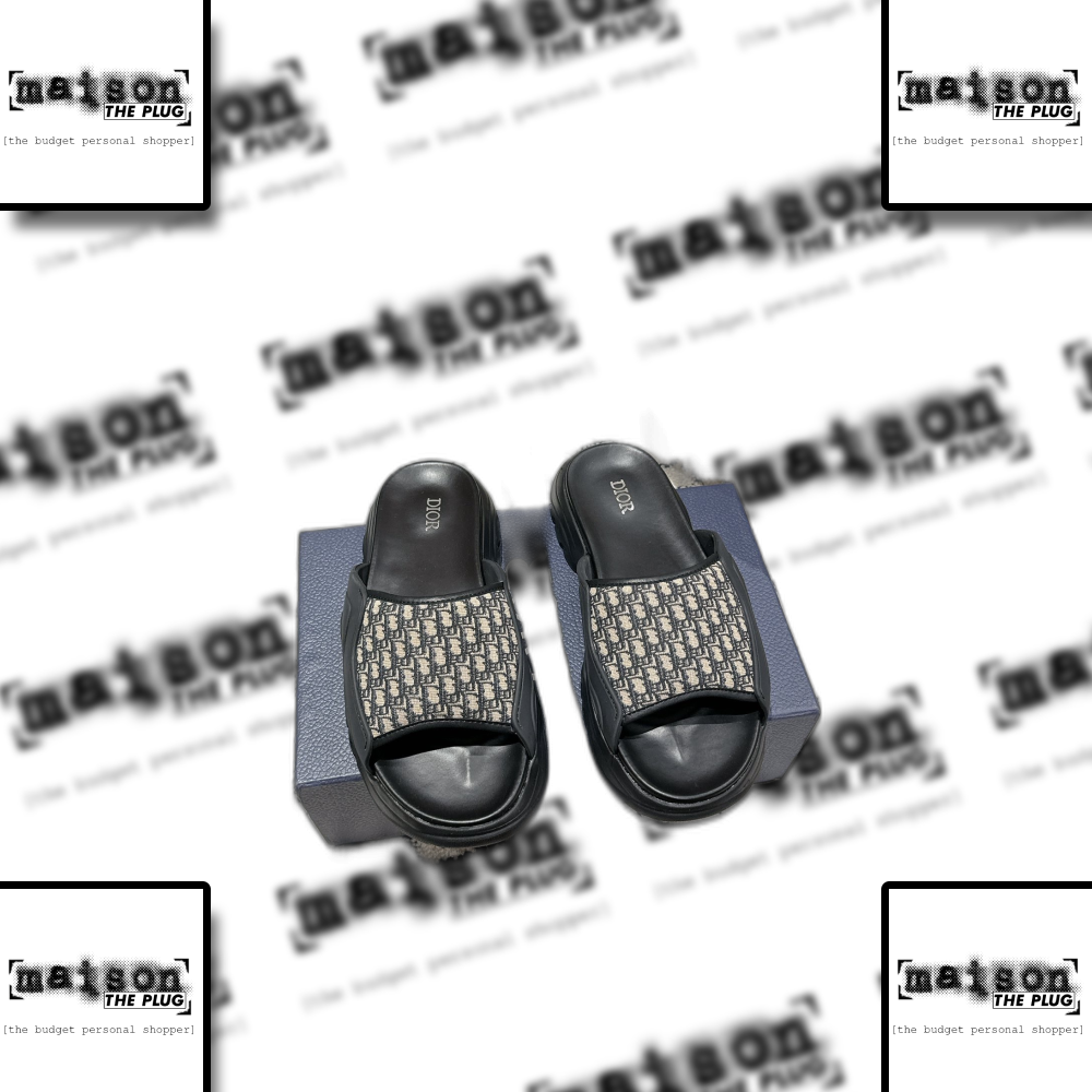 Dior Oblique Monogram Embossed Leather Slide Sandal