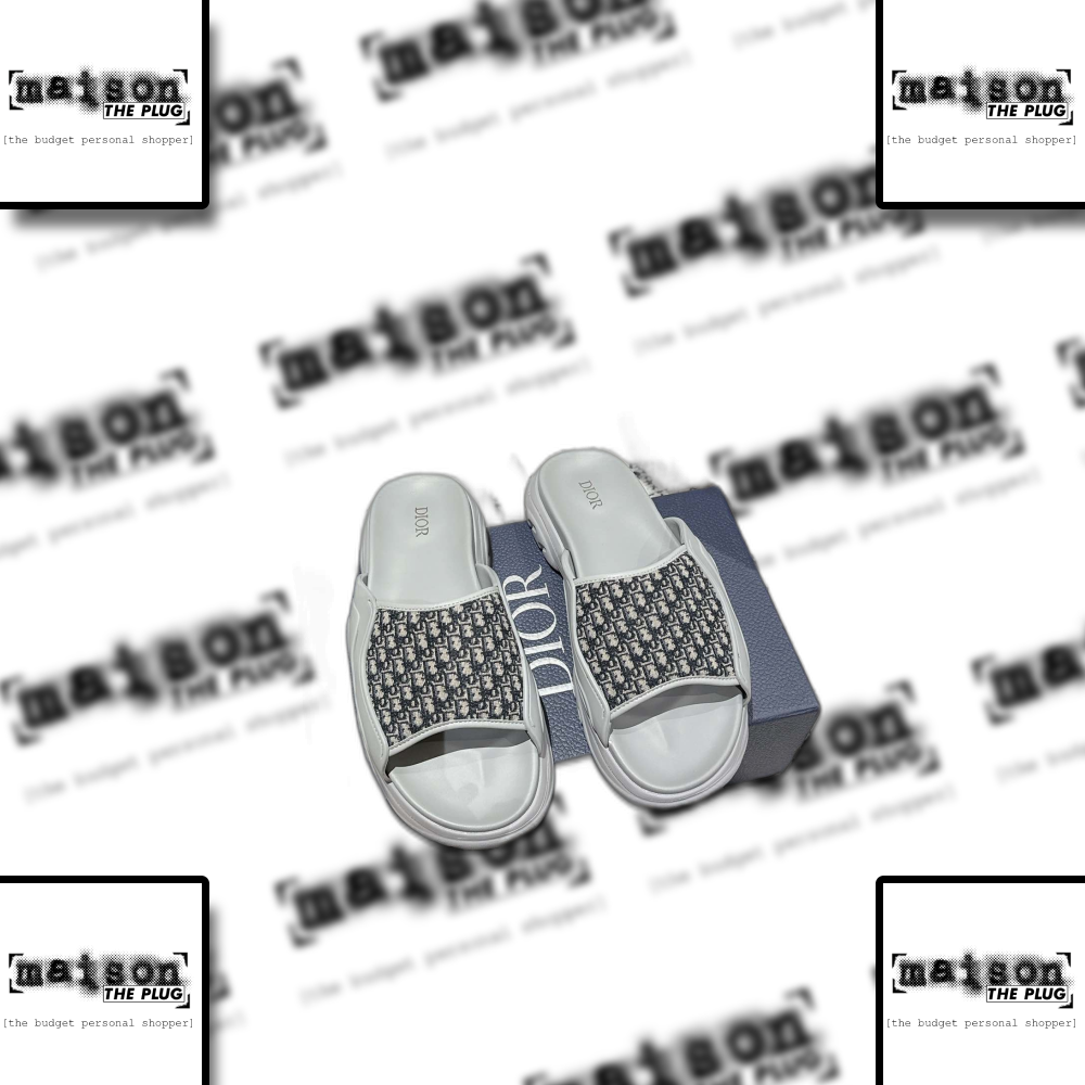 Dior Oblique Pattern Slide Sandal Grey