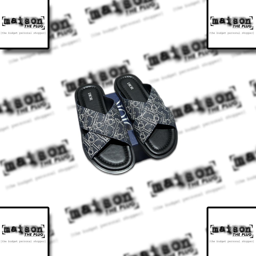 Dior Oblique Pattern Slides Black