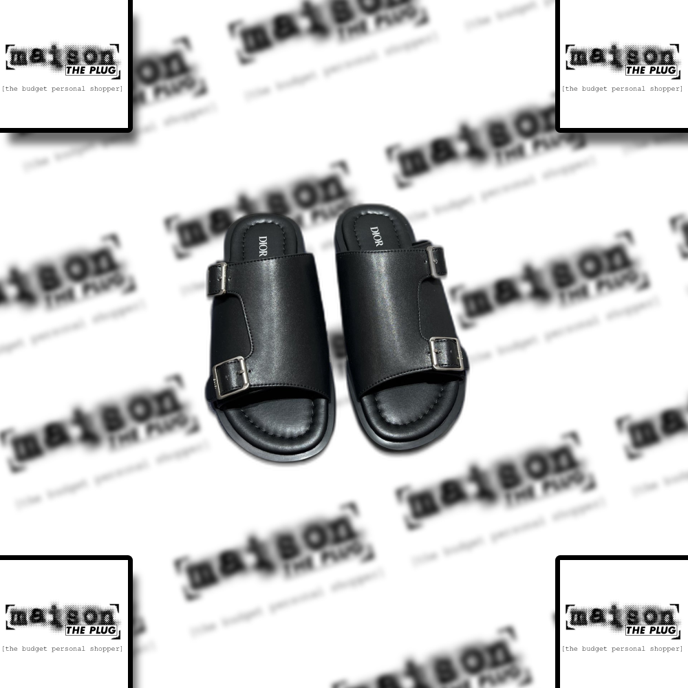 Dior B27 Leather Double Strap Slide Sandal Black