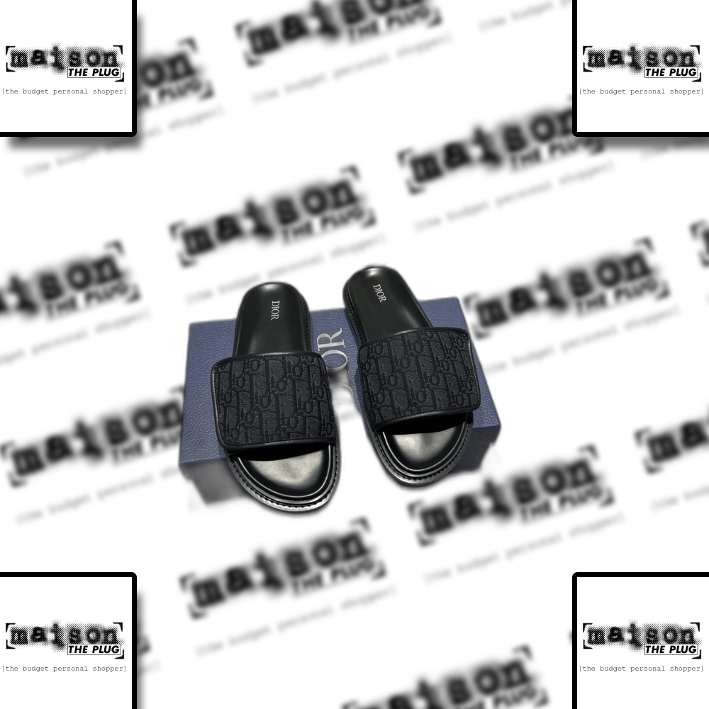 Dior Oblique Jacquard Slider Sandal Black