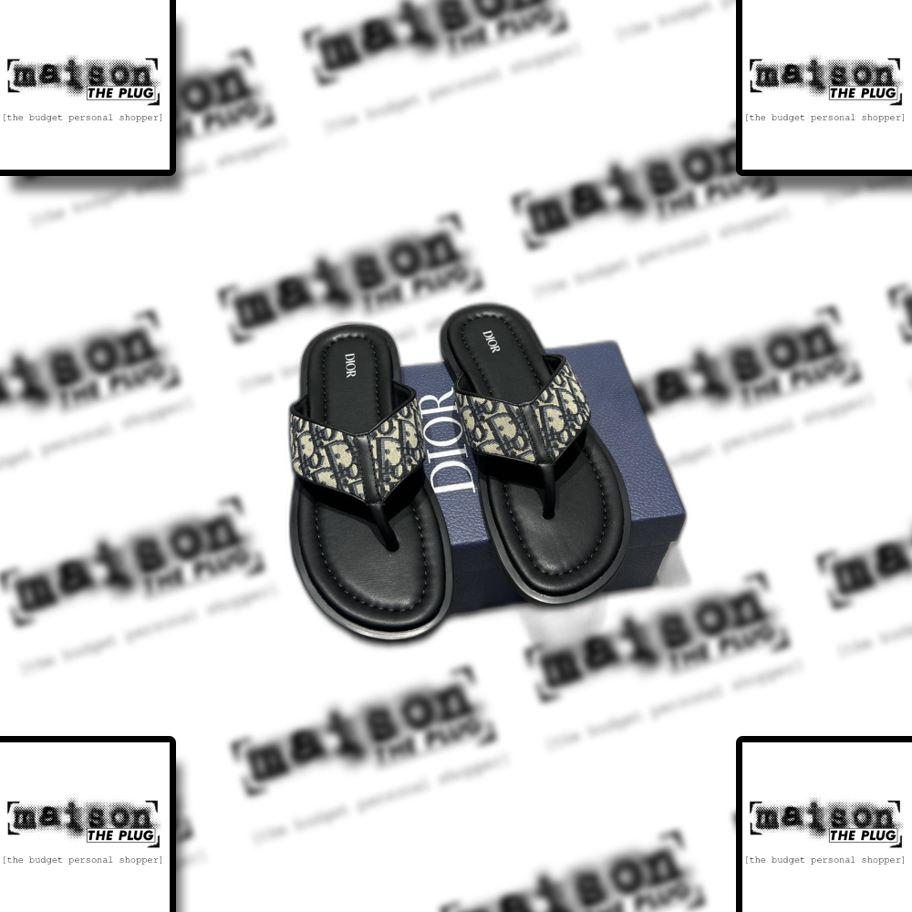 Dior Oblique Jacquard Thong Sandal Black