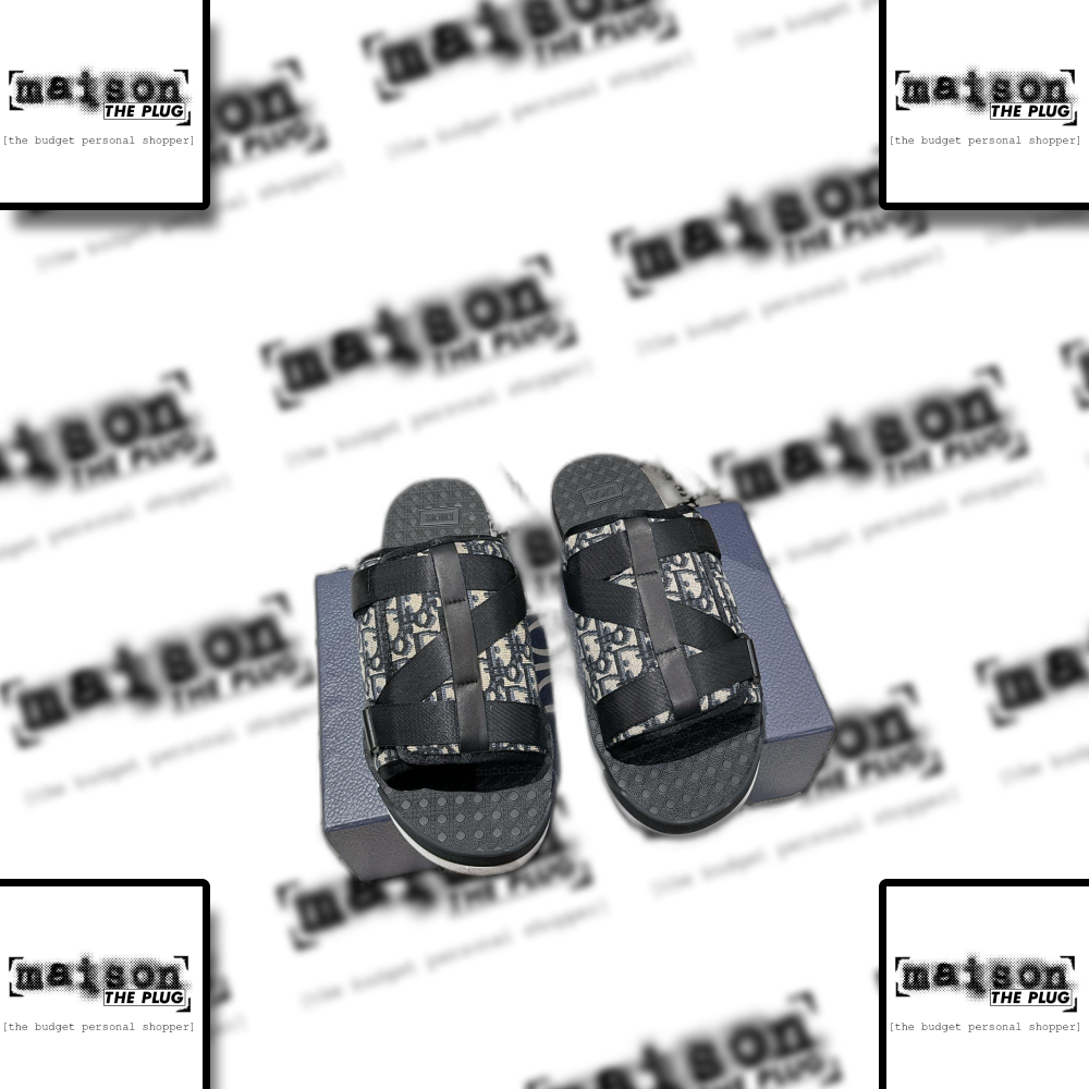 Monogram Print Strap Slides