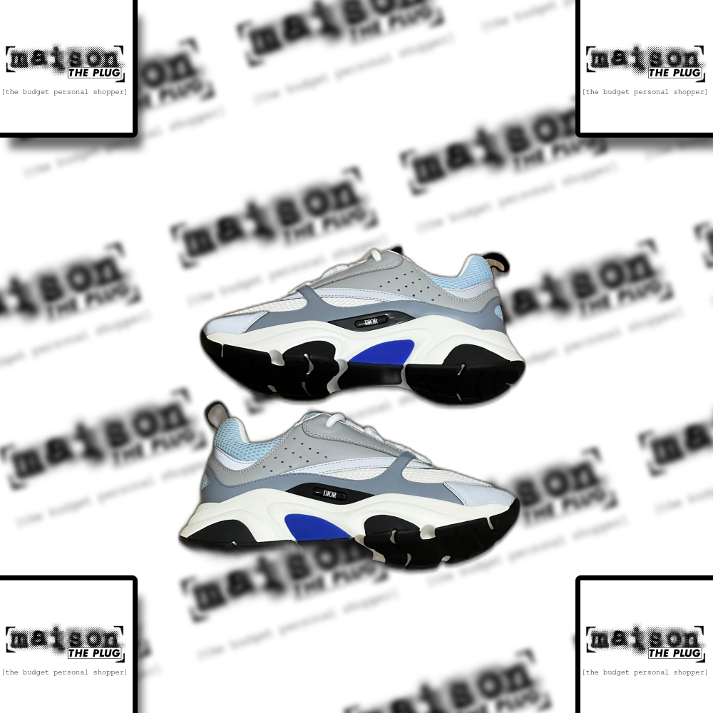 Grey and Blue Mesh Panel Chunky Sneakers
