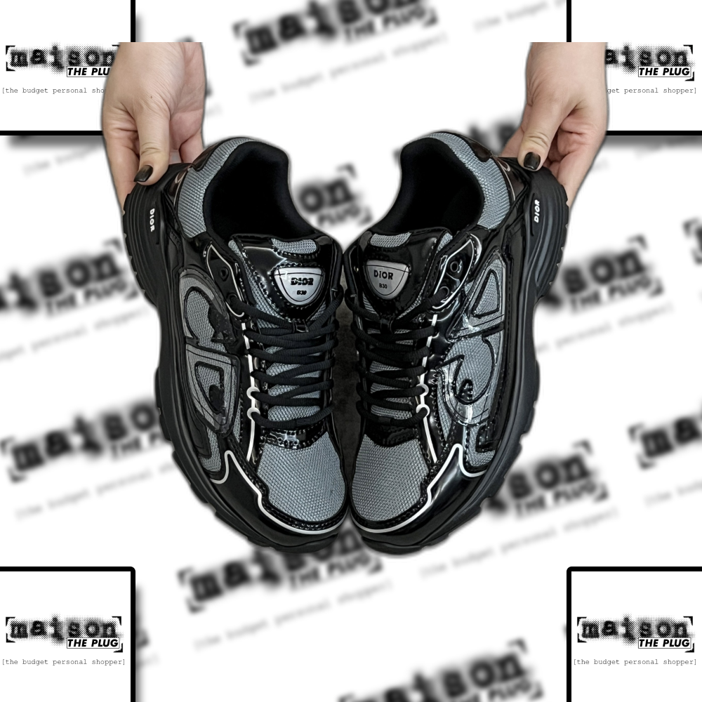 Black and Grey Paneled Chunky Sole Sneakers