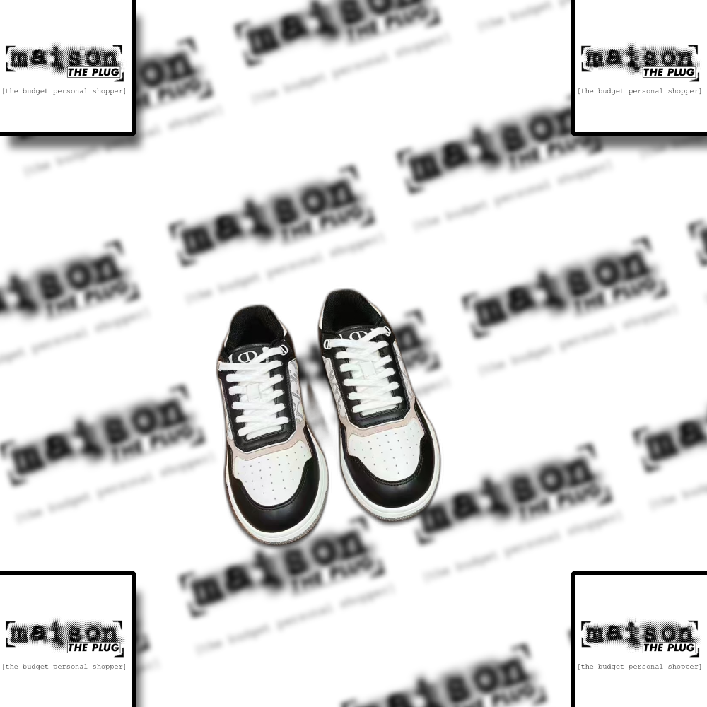 CD Logo Perforated Leather Sneakers Black White