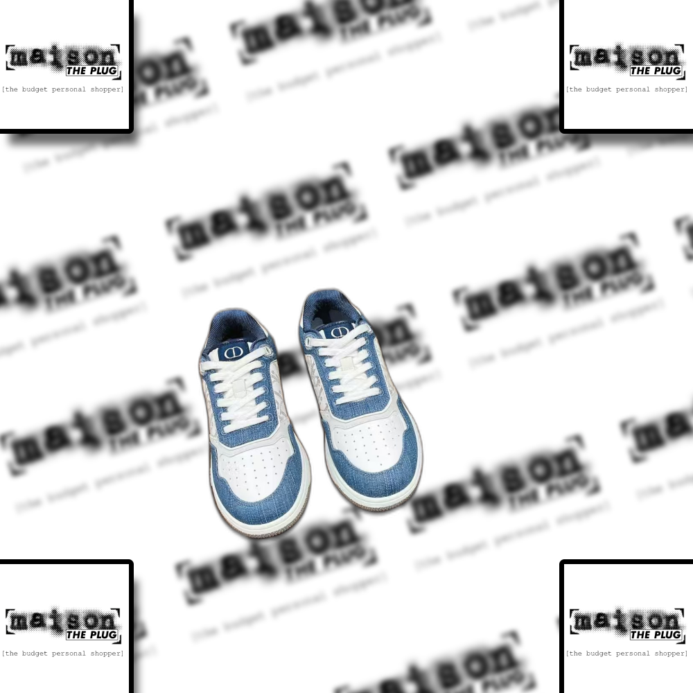 CD Monogram Denim and Leather Low Top Sneaker White Blue