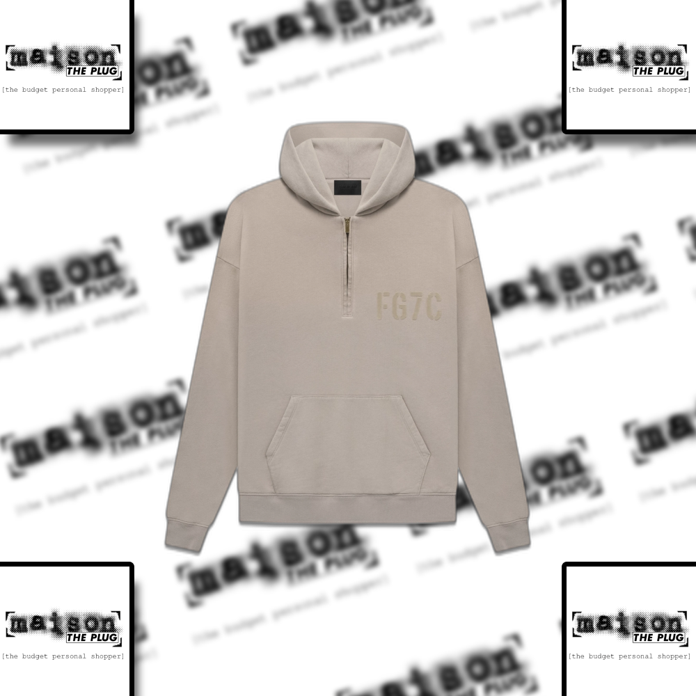 FG7C Letter Half Zip Fleece Hoodie Camel